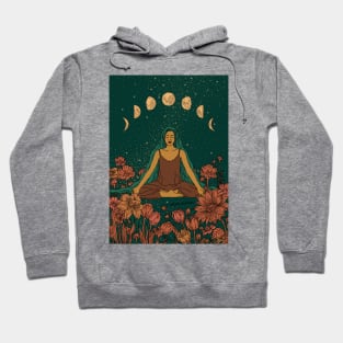 Meditation Flower Girl Moon phases Hoodie